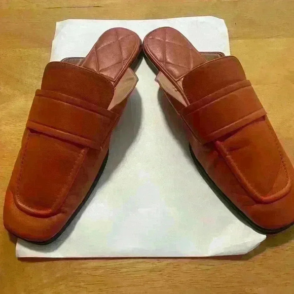 ZARA Burnt Orange Square Toe Slip On Mules - Picture 4 of 7